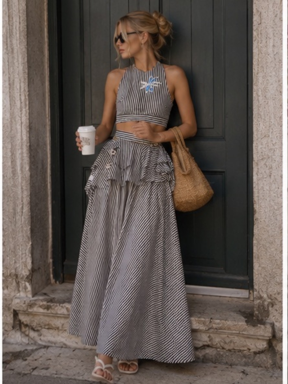 Alemais Sirocco Print embroidered Halter Top plus Maxi Skirt Set Rare